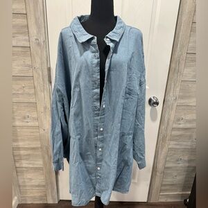 Ellos Over Sized Jean Button Up